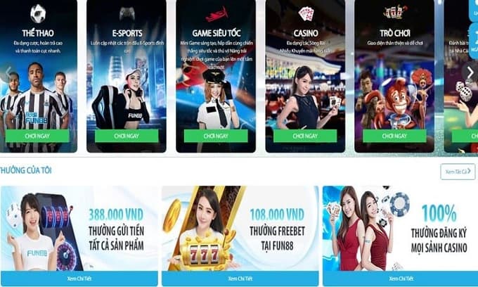 Kho game tại Fun88 đồ sộ với tỷ lệ cược hấp dẫn